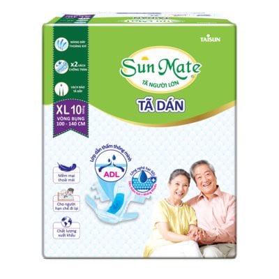 Tả Dán Người Già Sunmate size XL10 ( Vòng eo 100 - 140 cm ) Bao 12 gói x 10 miếng